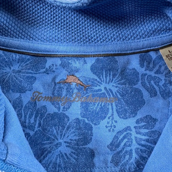 Tommy Bahama Sweater Mens Large Blue Chunky Knit Casual Outdoor Walks 1/4 Zip - Picture 5 of 8